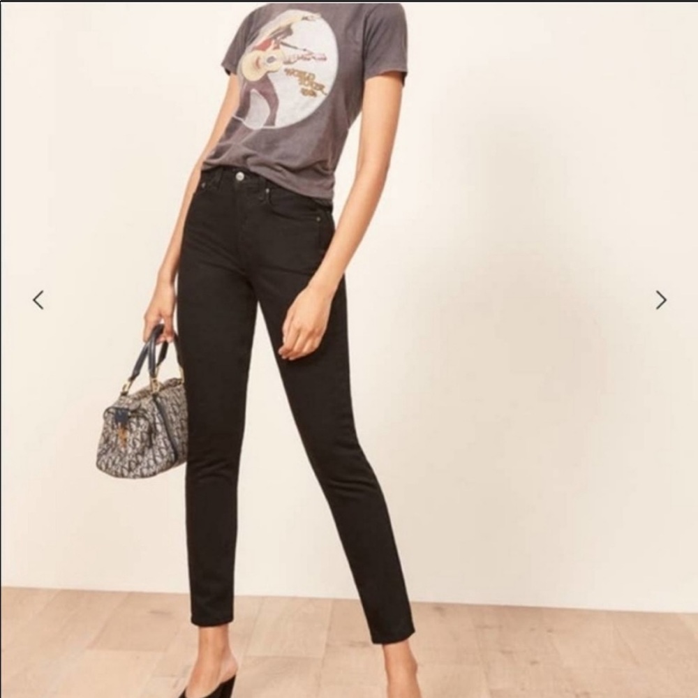 Reformation Black Melissa High & Skinny Jeans
